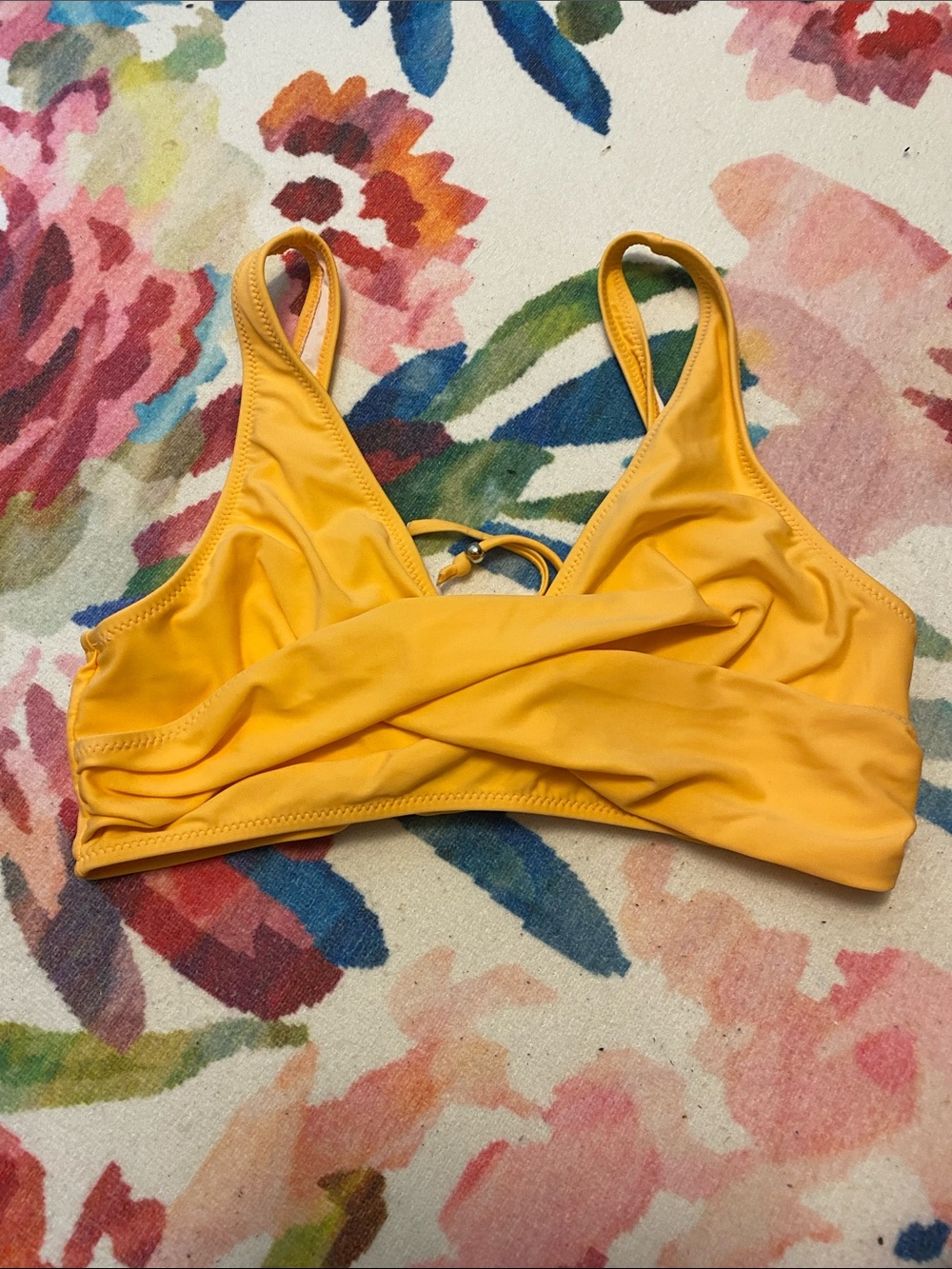 Yellow Wrap-Style Bikini Top